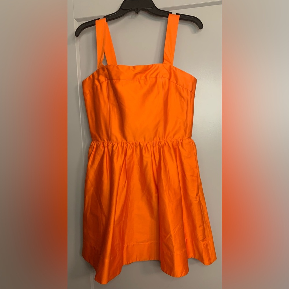 NWOT Alice + Olivia Saige Tie Back Mini Dress Size 12 Monarch Orange Cotton - Picture 4 of 16